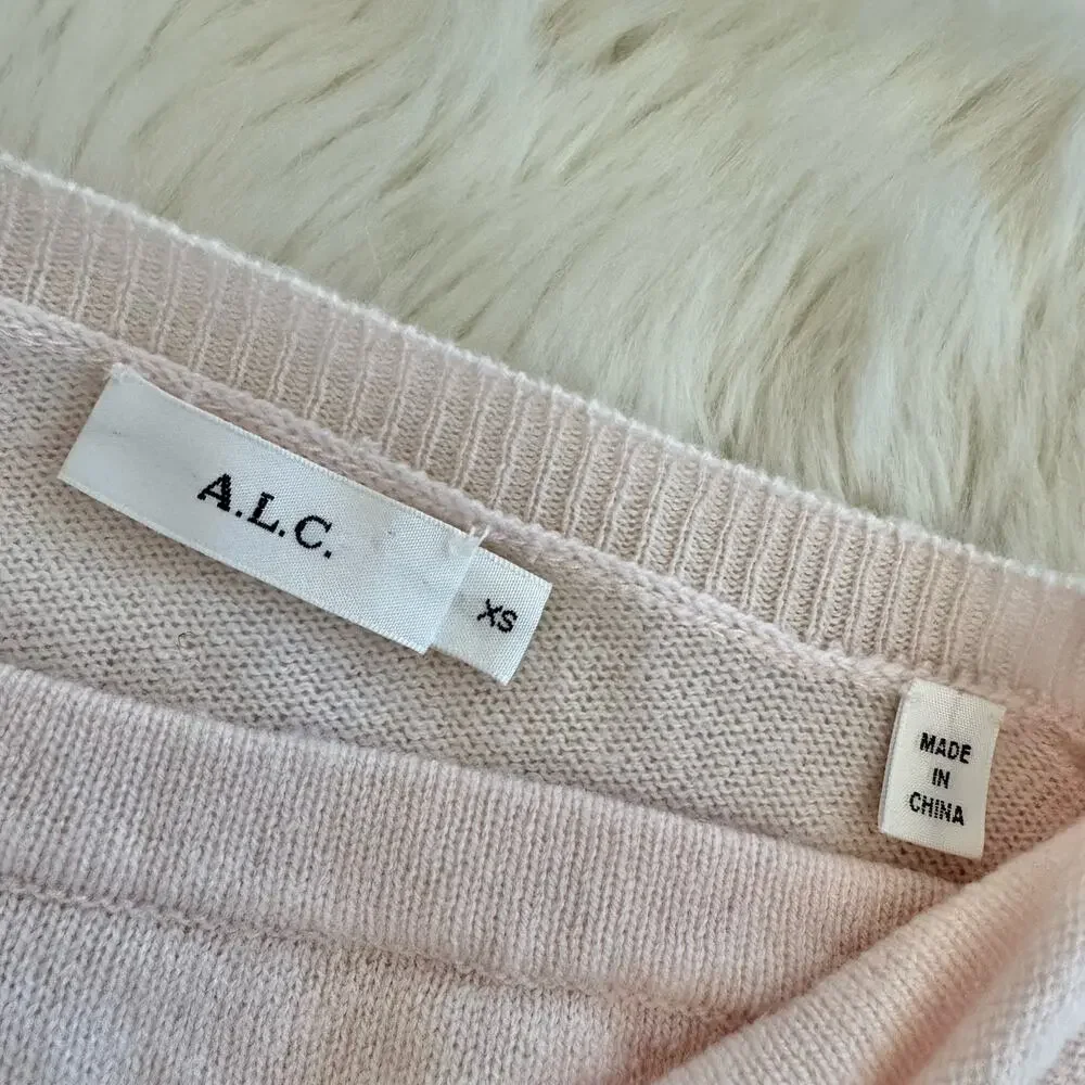 A.L.C. Pink Twist Cut Out Wool Cashmere Sweater XS